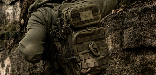 Brytzky Tactical MOLLE backpack worn on the back