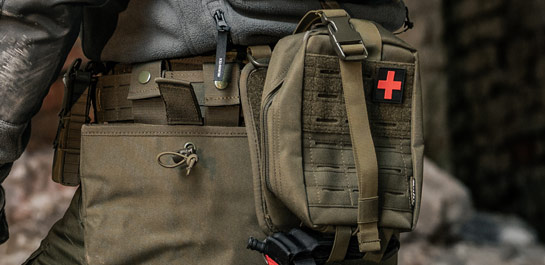 Brytzky Tactical MOLLE pouches including medical IFAK pouch